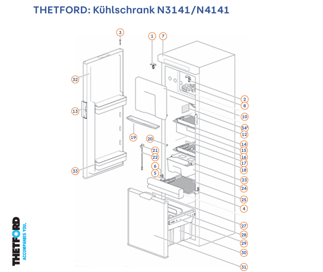 Thetford Gitterrost groß Kühlschränke N3141, N3142 und N4142 69111608