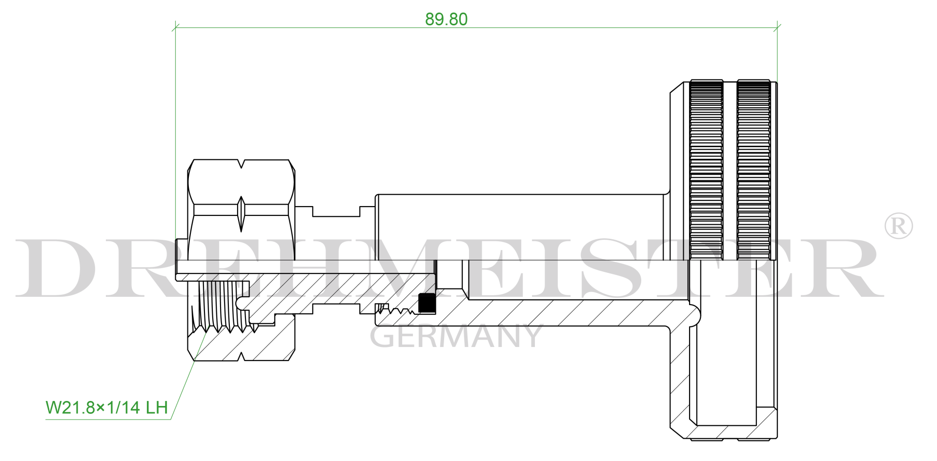 DREHMEISTER DISH Gasflaschen Adapter Campinggas Adapter W21,8x1/14 LH (G.12) - 89,8mm