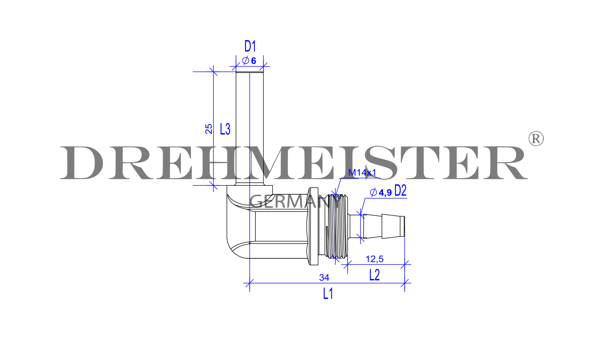 DREHMEISTER Winkelstück 90° Rohrstutzen 6mm für Flexleitung 6mm