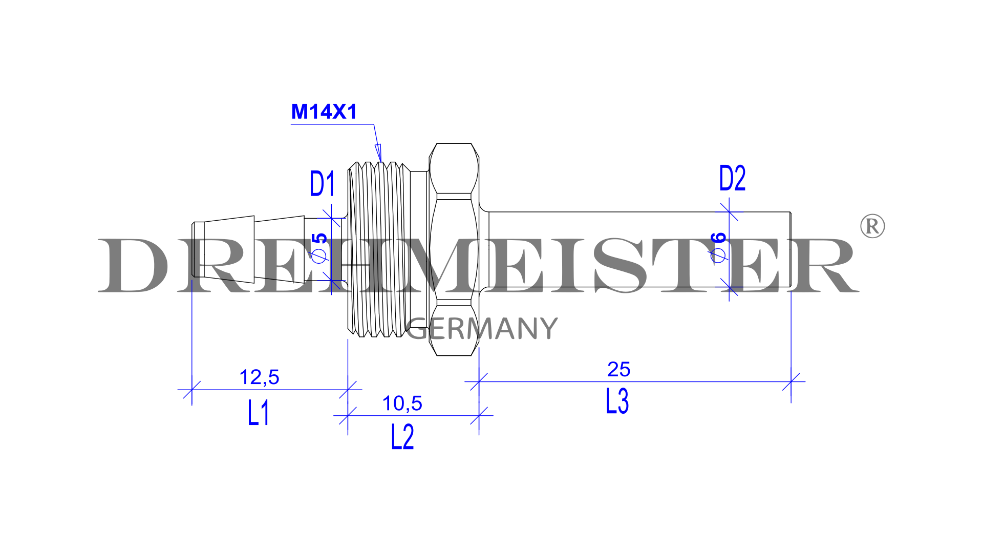 DREHMEISTER 6mm Rohrstutzen für Flexleitung 6mm