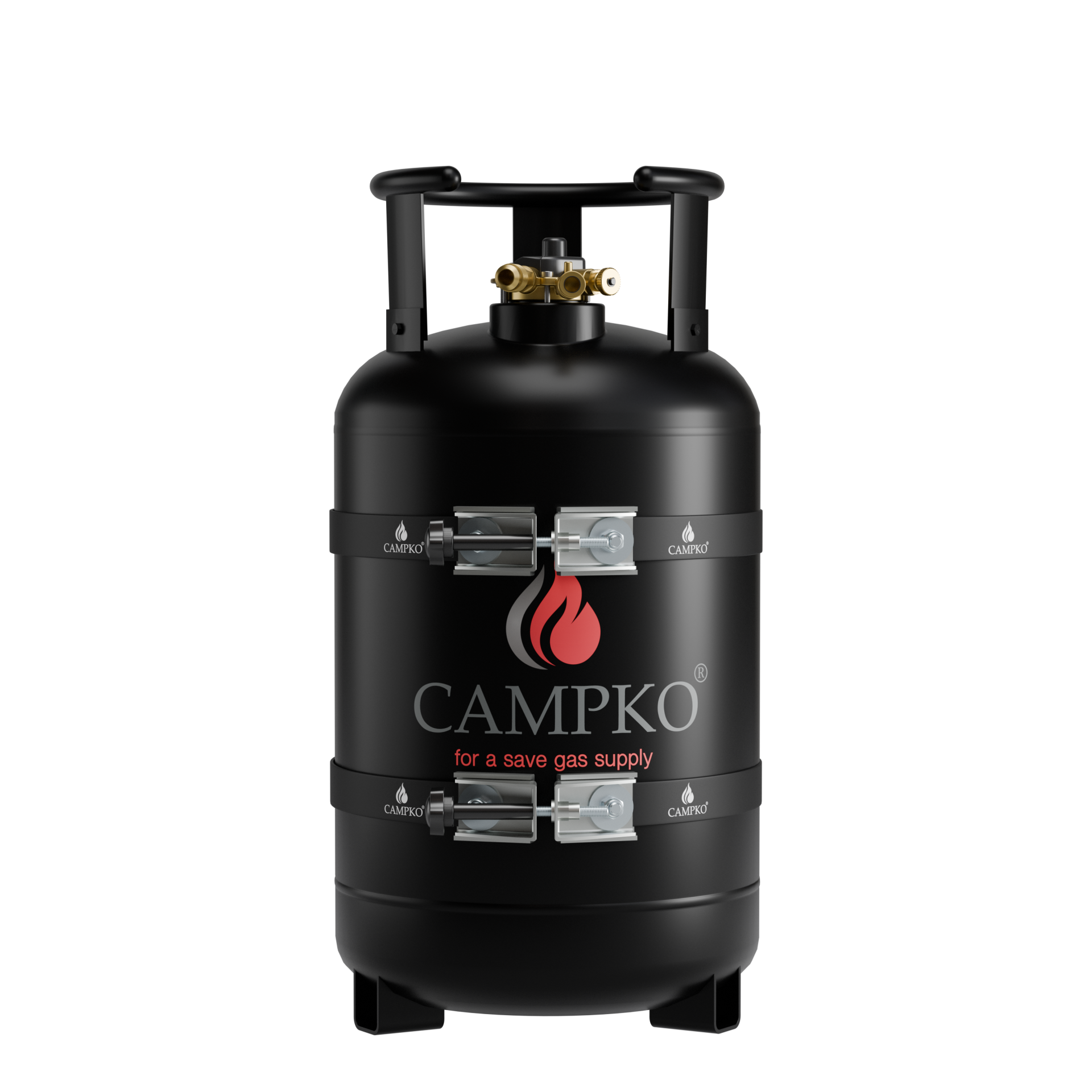 CAMPKO Gasflaschen Halter Set Edelstahl für Ø 300mm Gasflaschen inkl. Spannschlösser & Sterngriffschrauben