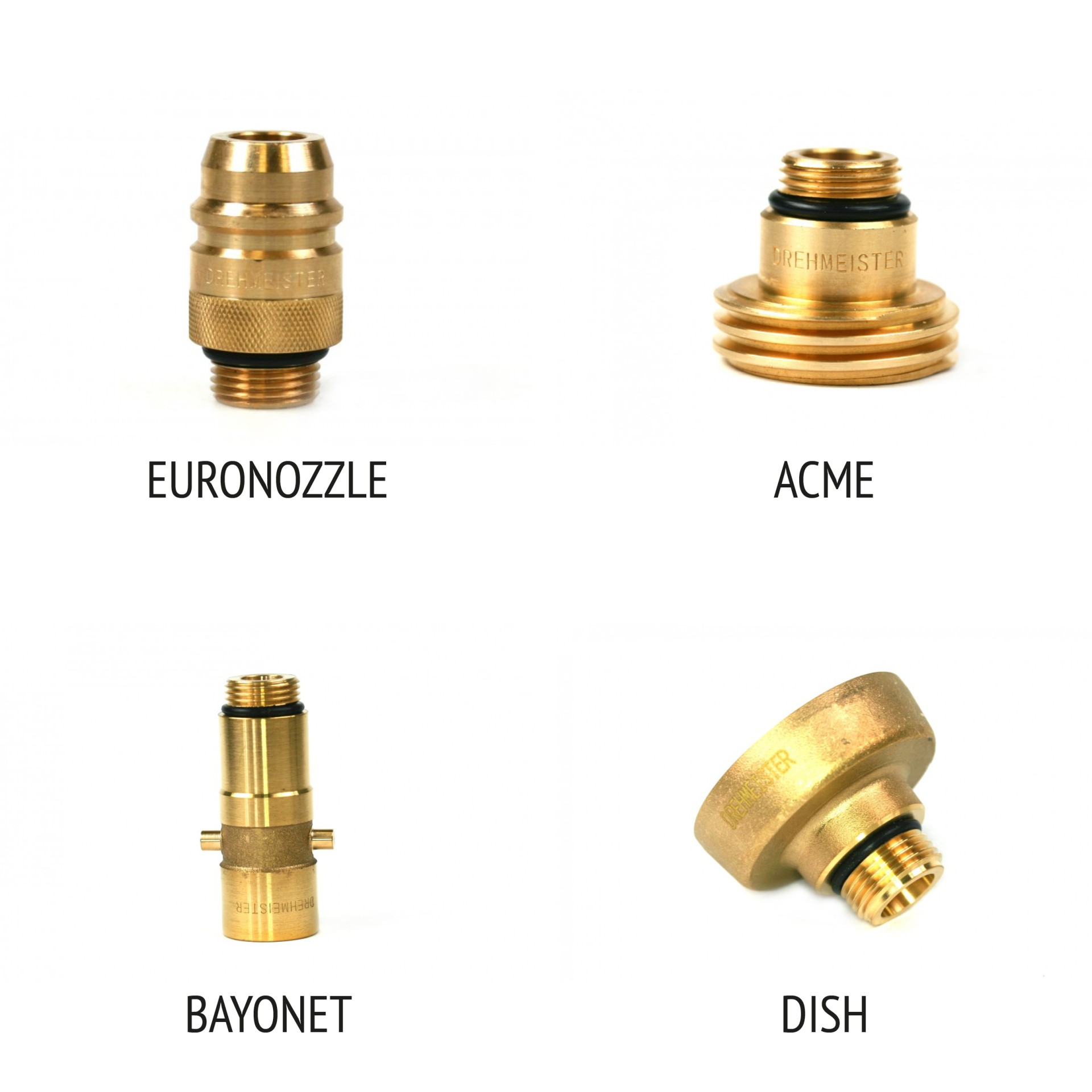 DREHMEISTER DISH LPG adapter M12 brass with stainless steel connection, L=67 mm