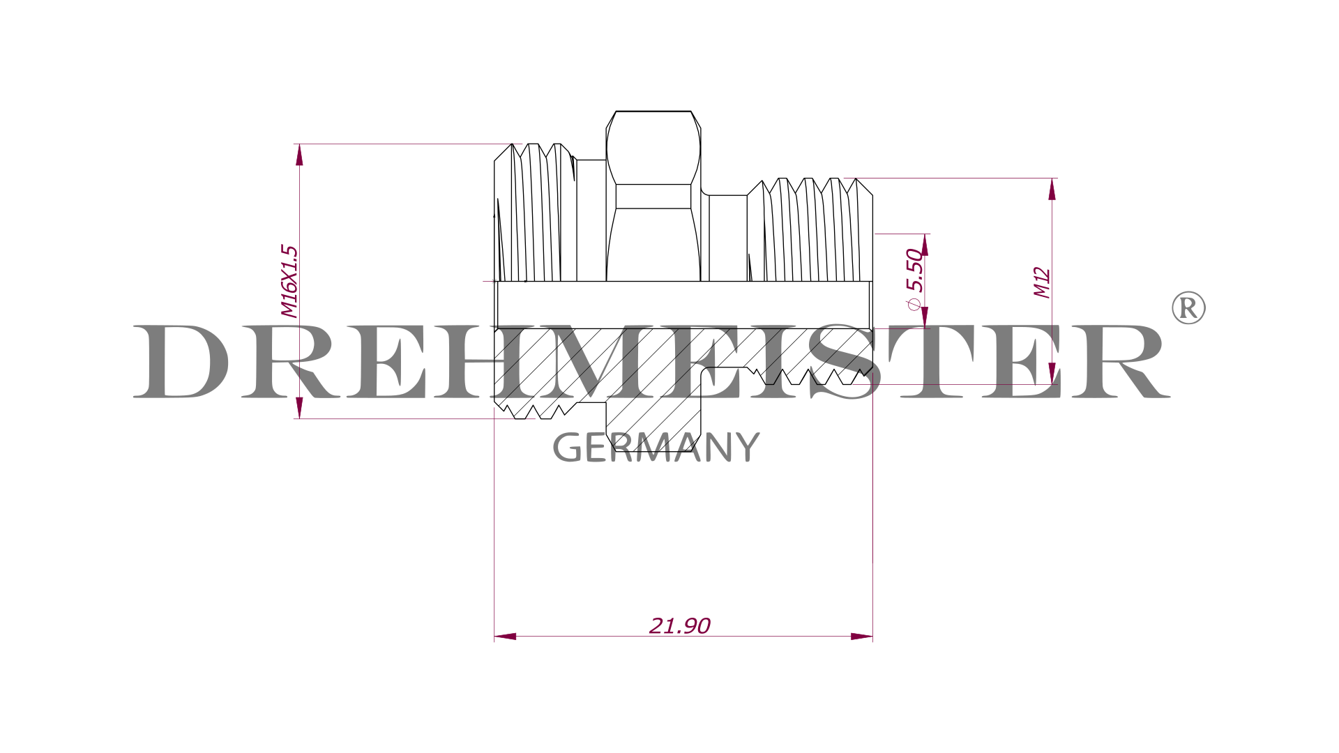 DREHMEISTER ACME LPG Adapter M12 - 76mm (stainless steel connection)
