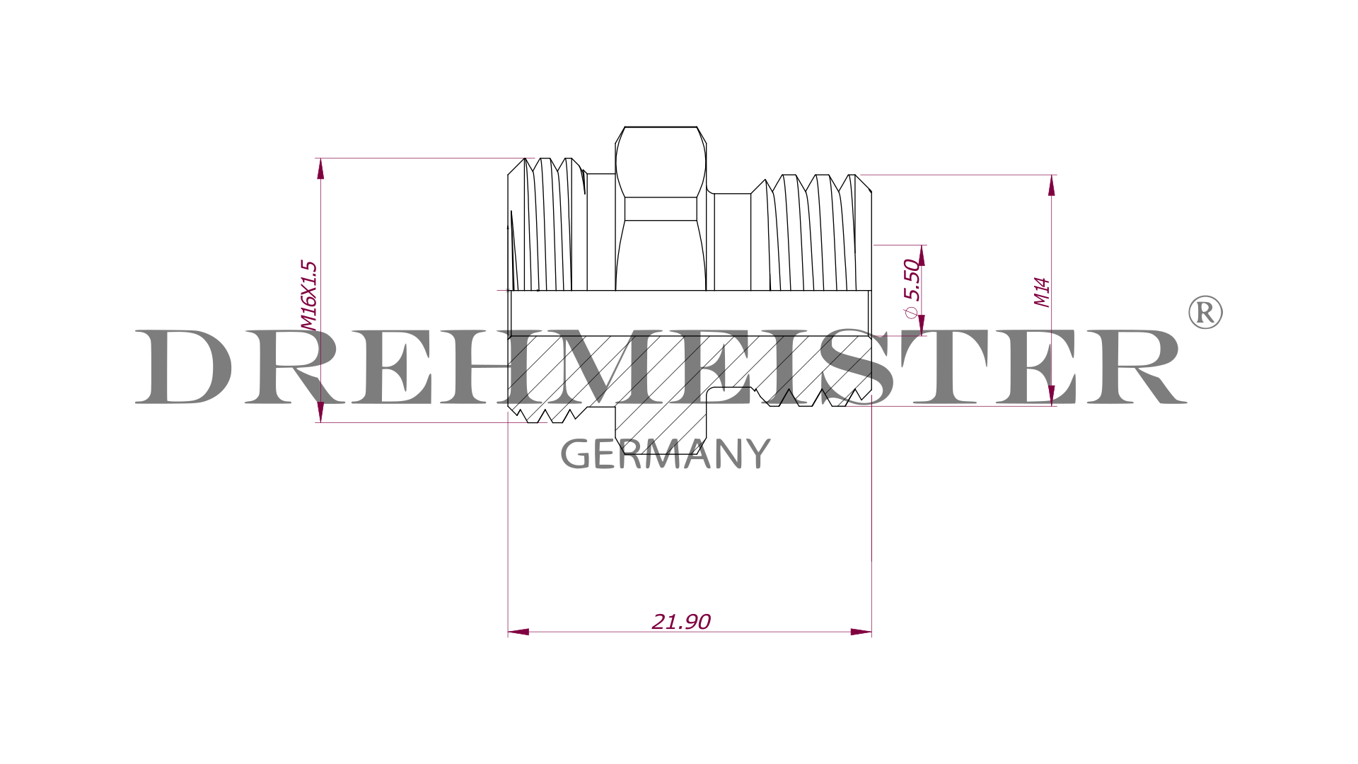 DREHMEISTER ACME LPG Adapter M14 - 76mm (stainless steel connection)
