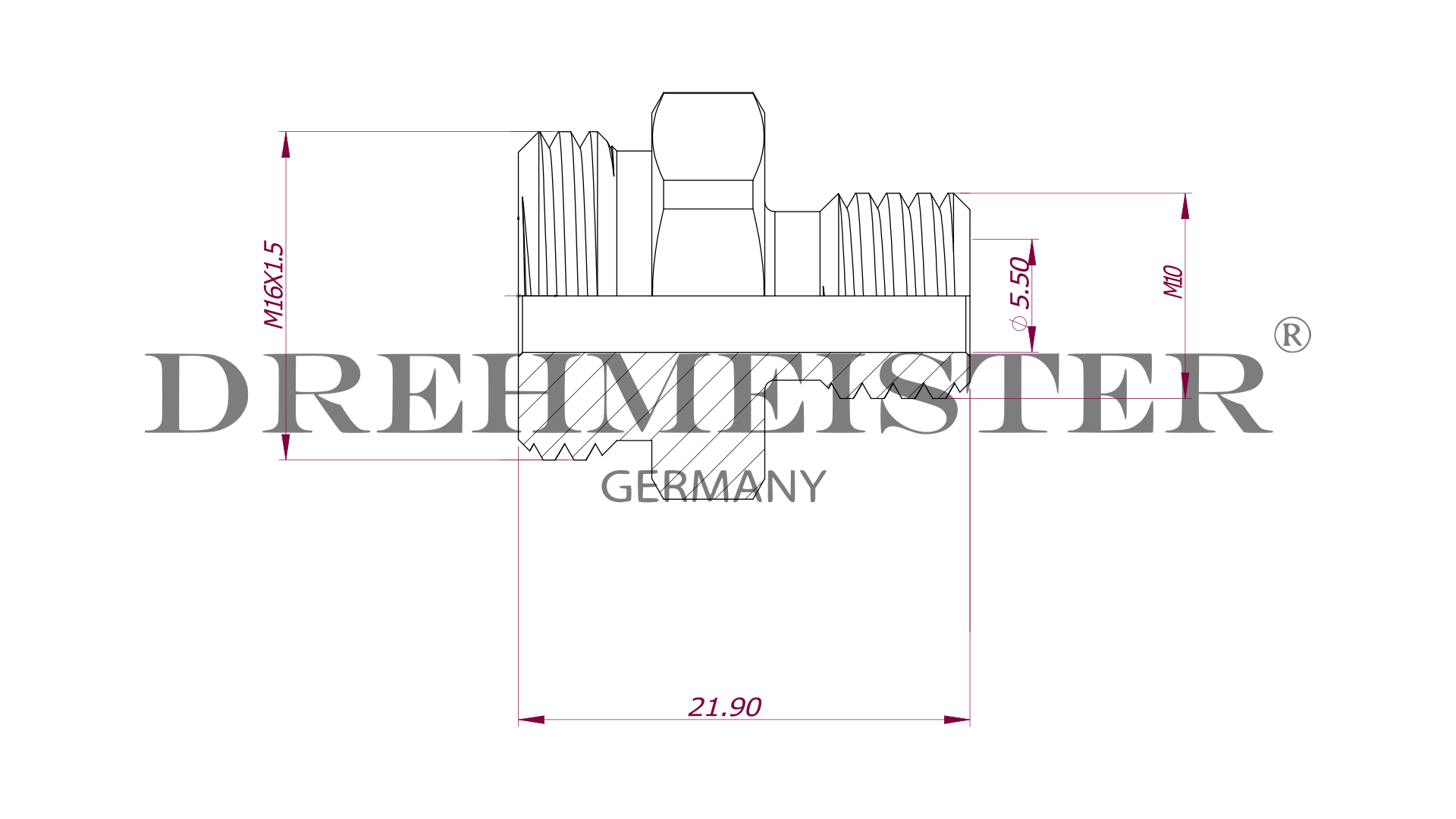 DREHMEISTER Euronozzle LPG adapter M10 with stainless steel connection, long