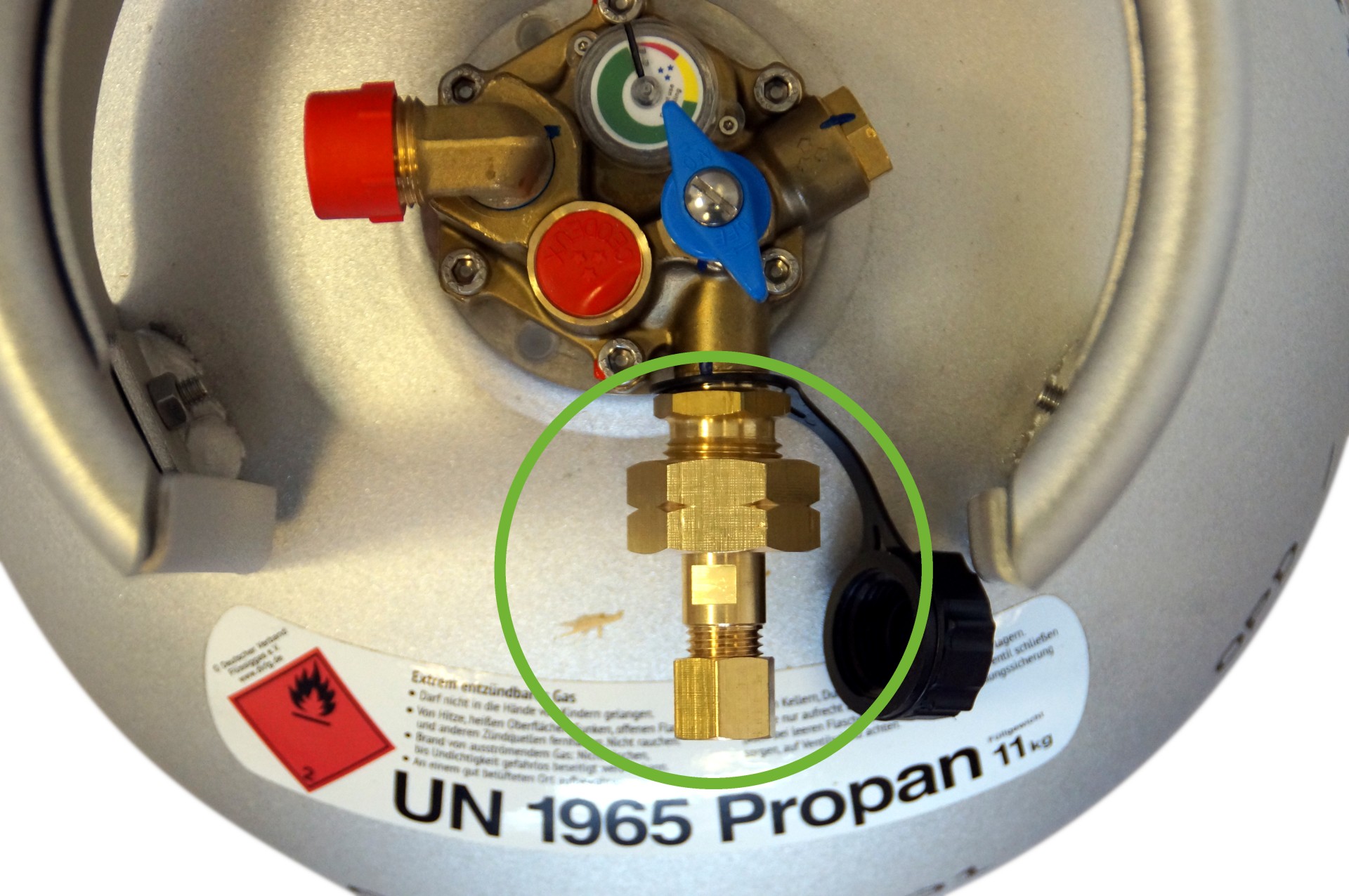 DREHMEISTER connecting piece W21.8 x 1/14 LH -> 8 mm RVS