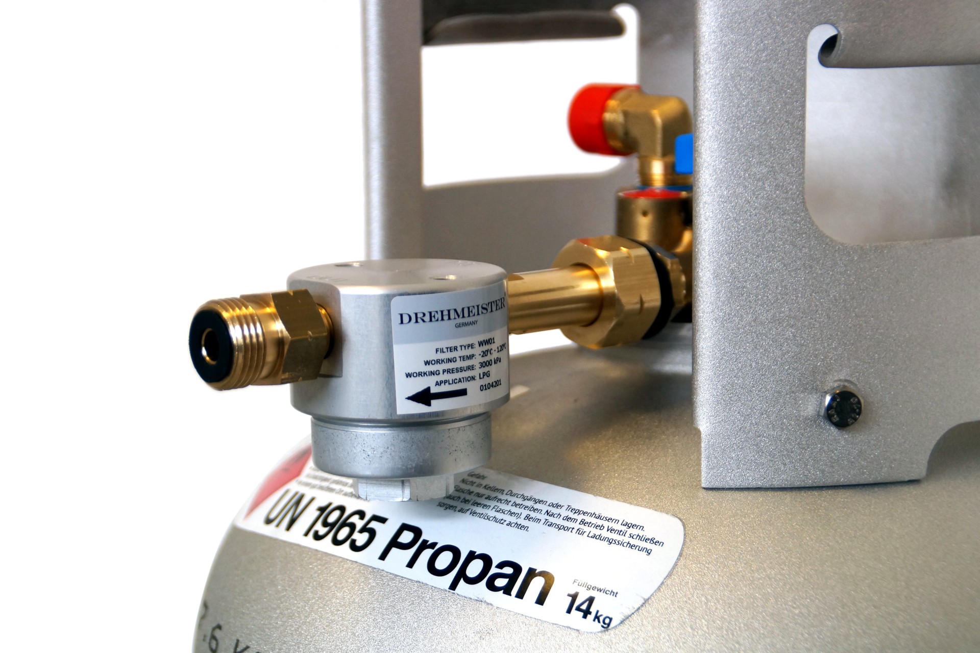 DREHMEISTER Gasflaschenfilter Smart W21,8 x 1/14 LH (lange Version)