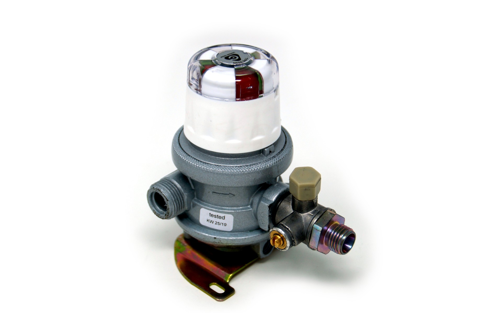 Cavagna 2 Flaschen Gasdruckregler Multimatik 50 mbar 1,5 kg/h mit Prüfventil G.13 -> Rohrverschraubung 8mm – 10mm