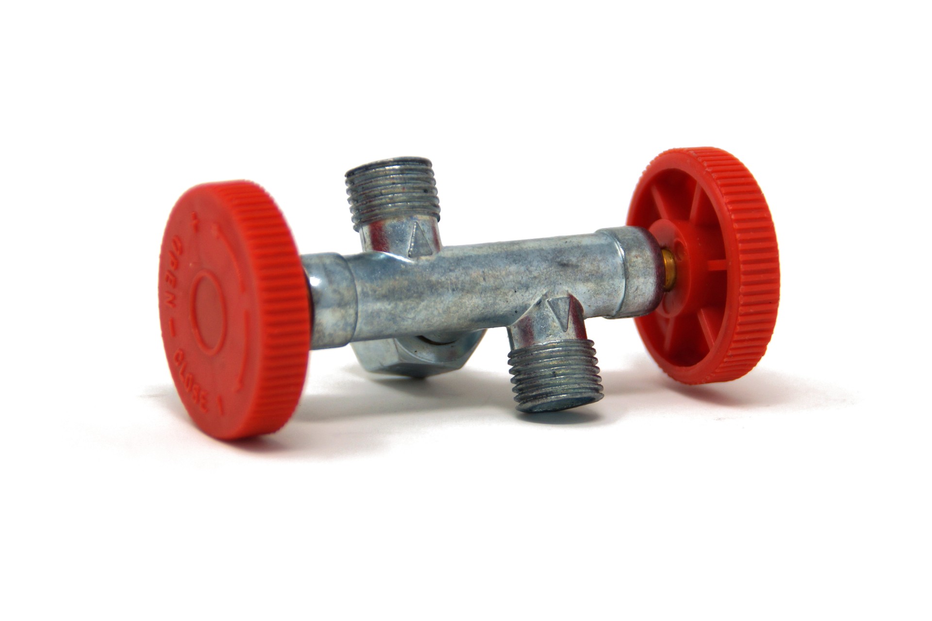 Gas Abzweigventil G 1/4 LH-ÜM x 2 x G 1/4 LH-KN