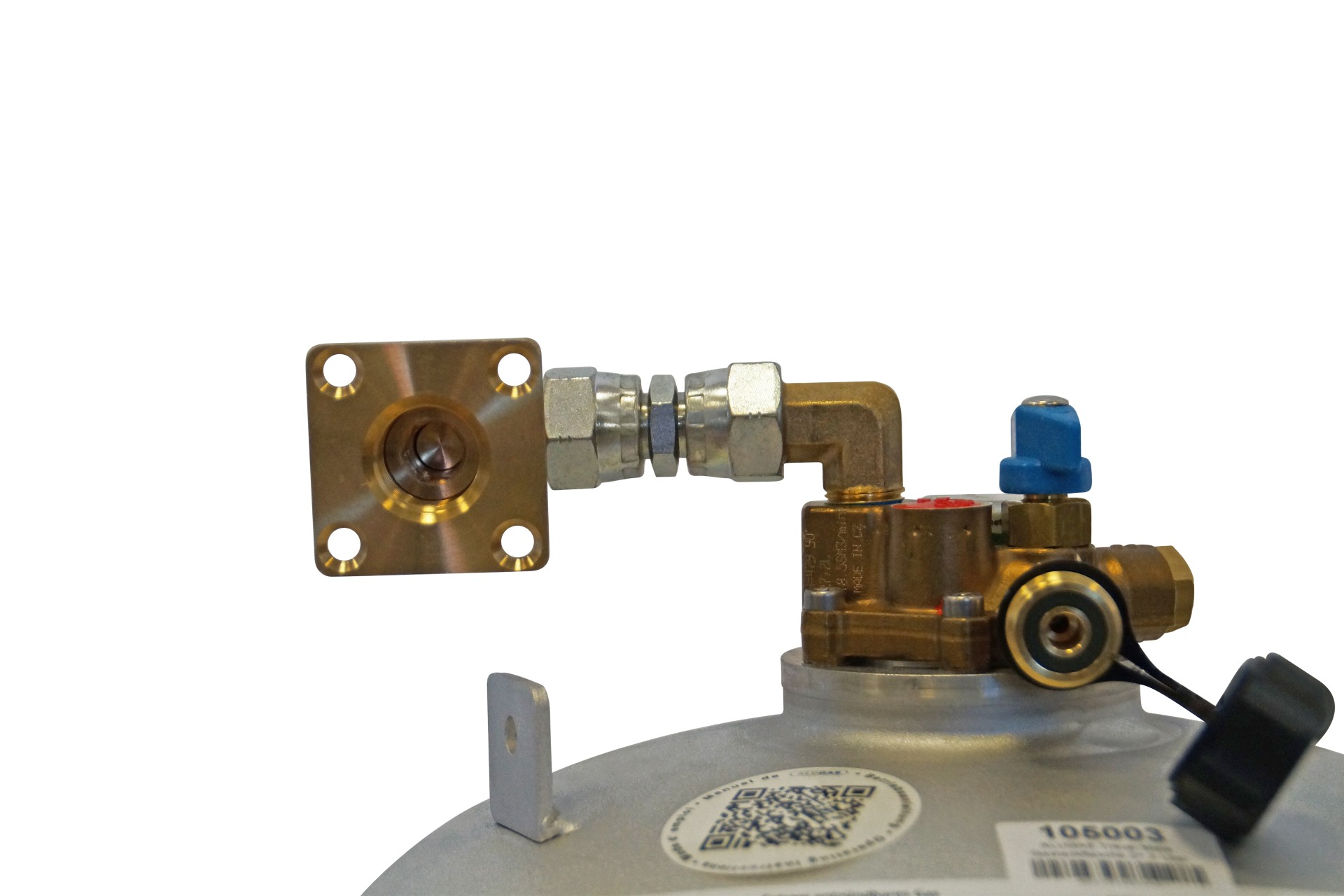 Direktbetankungsset für Gastankflaschen mit Multiventil - gewinkelte Ausführung (Füllventil)