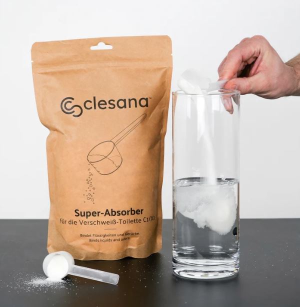 Clesana Super-Absorber Granulat mit hoher Saugkraft für Clesana Toilette C1 + X1, 1Kg