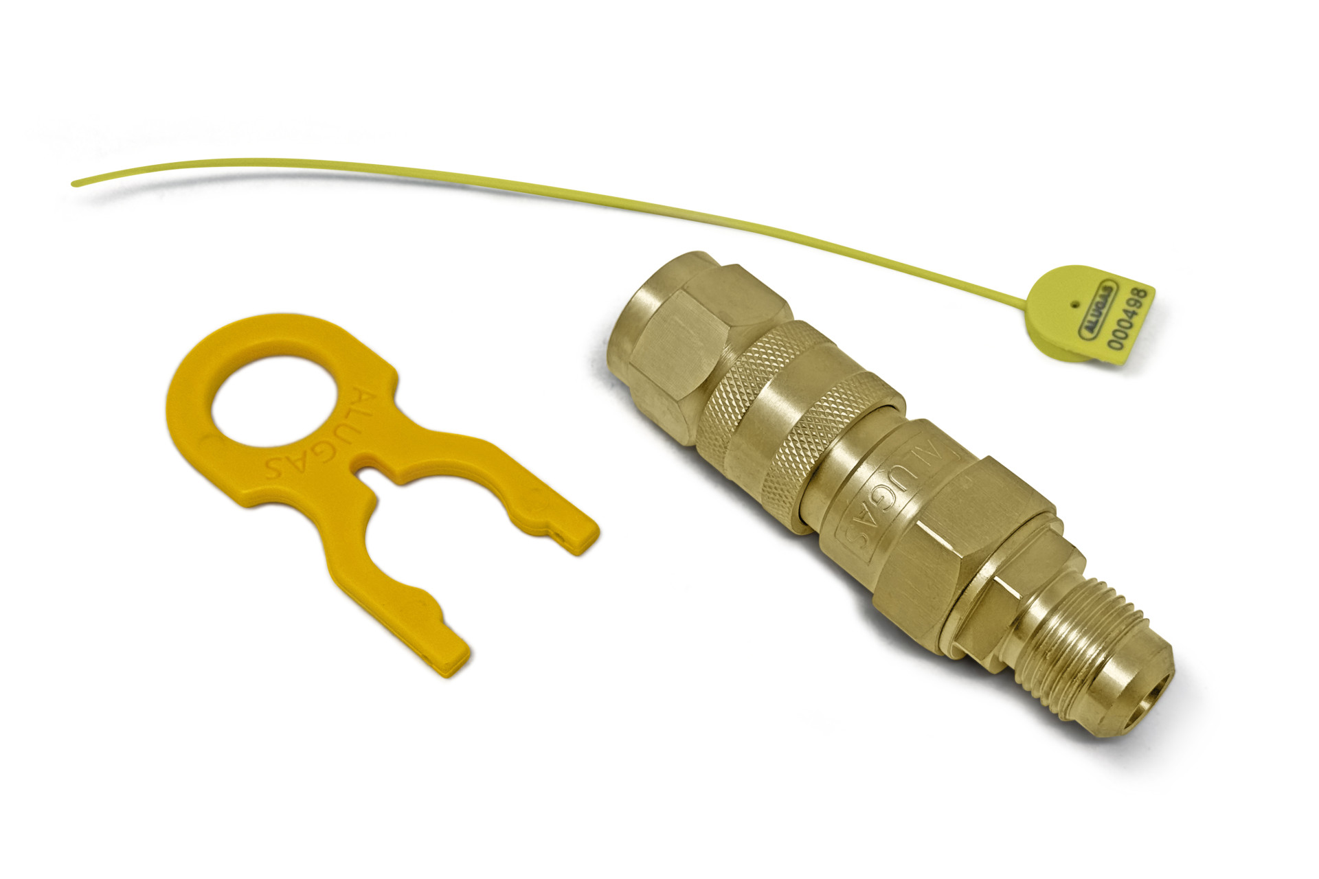 ALUGAS Schnellkupplung mit Rückschlagventil für TRAVELMate Tankflasche (Messing)