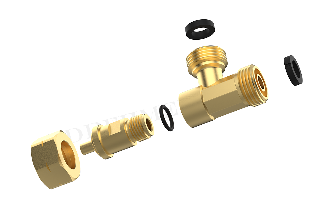 DREHMEISTER T-Stück Anschlussgewinde Kleinflasche G.12 = W21.8 x 1/14 LH