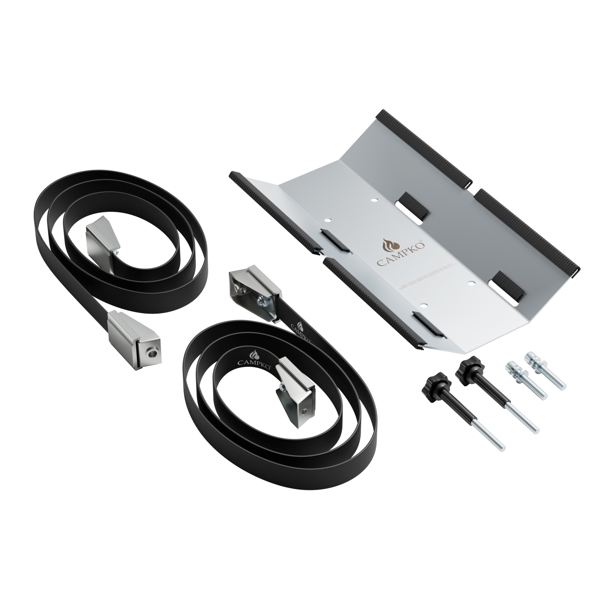 CAMPKO Gasflaschen Halter Set Edelstahl für Ø 300mm Gasflaschen inkl. Spannschlösser & Sterngriffschrauben