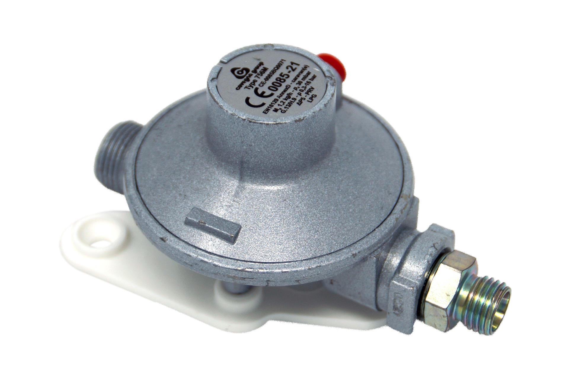 Cavagna Gasdruckregler 30mbar 1,2kg/h G.13 -> Rohrverschraubung 8mm