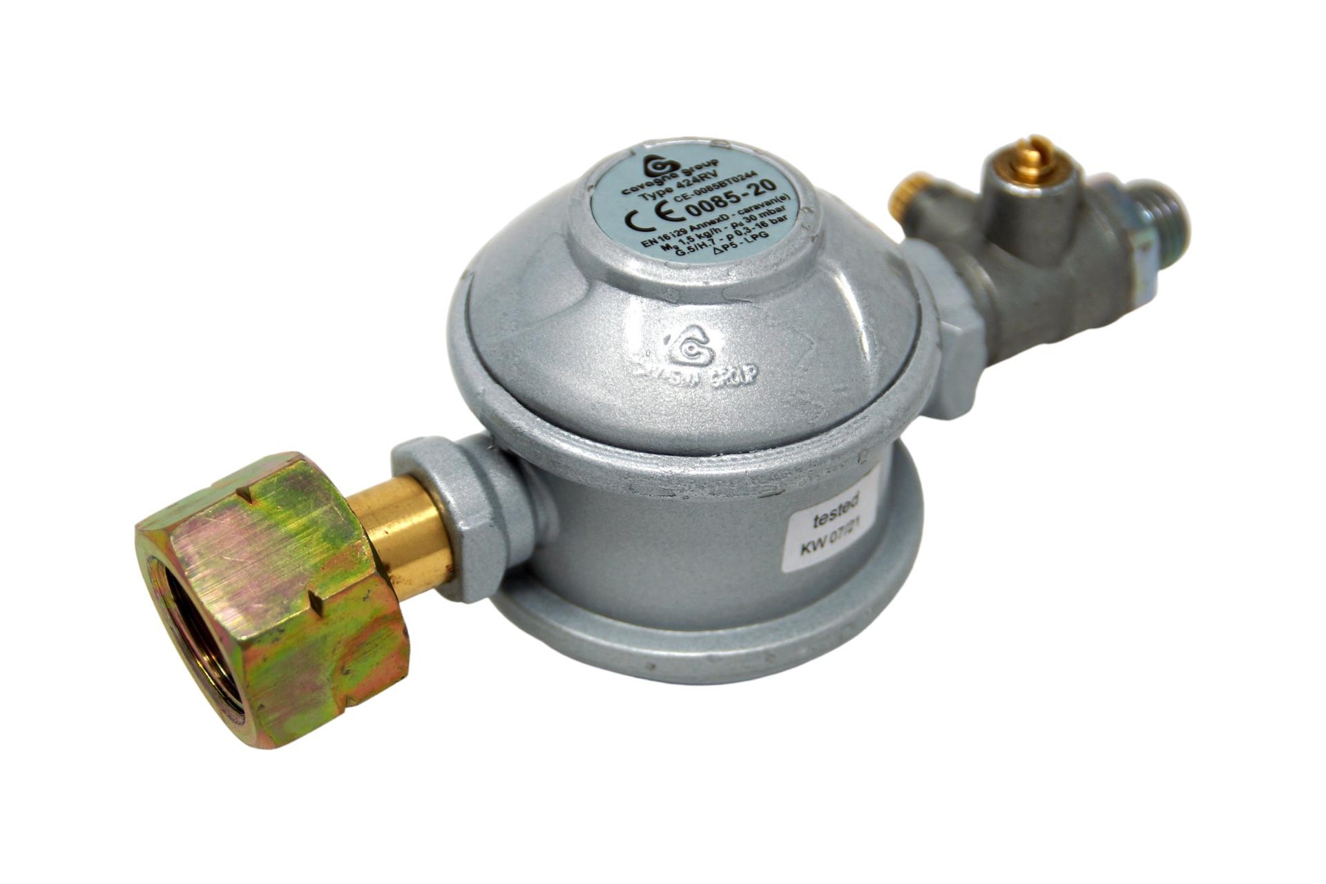Cavagna gas regulator 30mbar 1,5kg/h comb.A -> pipe fitting 8mm