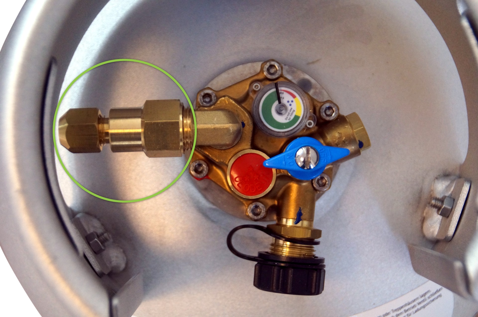 DREHMEISTER reducing piece 3/4 UNF x G1/4 (filling hose connection to 8 mm RVS)