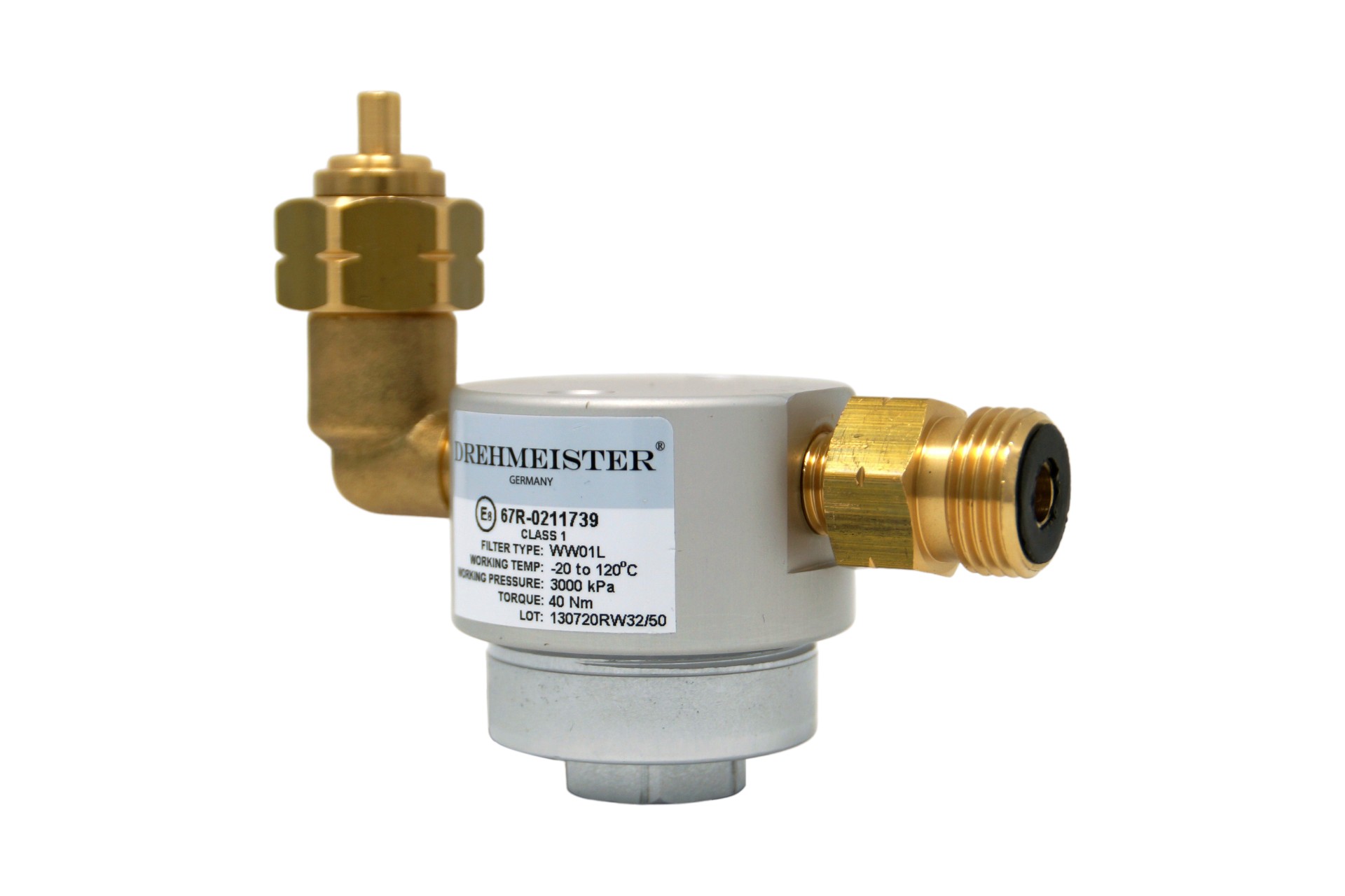 DREHMEISTER Gasflaschenfilter Smart 21,8 LH x G12 gerade -90° gewinkelt vertikal