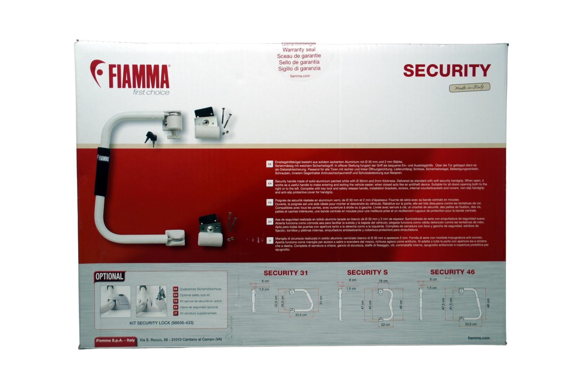 Fiamma Security 46 security lock, grab handle for caravan, motorhome