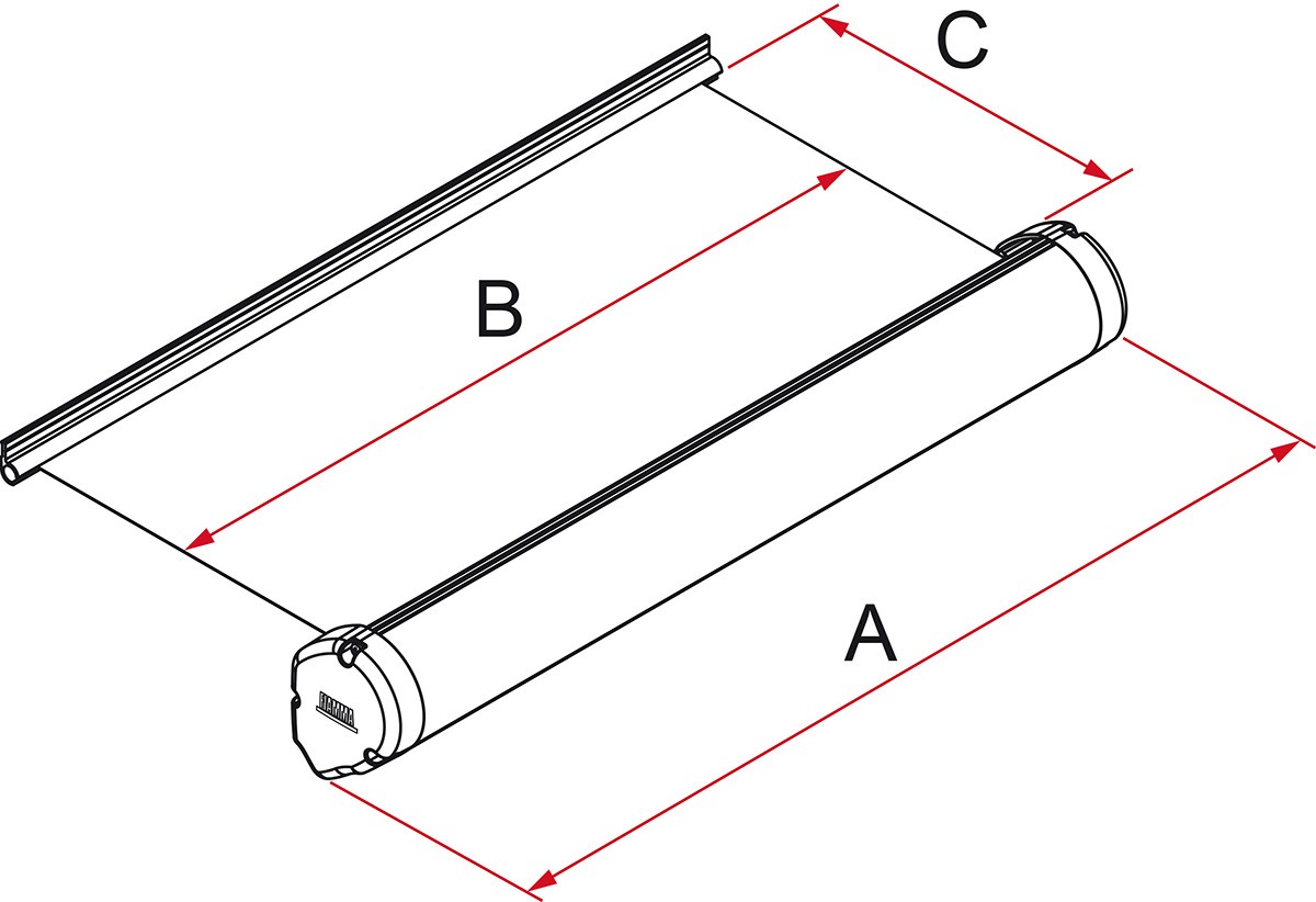 FIAMMA Slide Out auvent Camping-car - boîtier blanc, Couleur du tissu Royal Grey