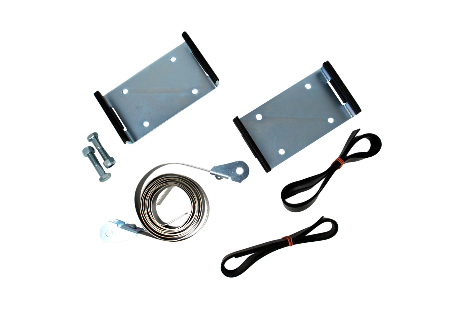 Undercarriage bracket and fastening straps for cylindrical gas tanks Ø 200-450 mm