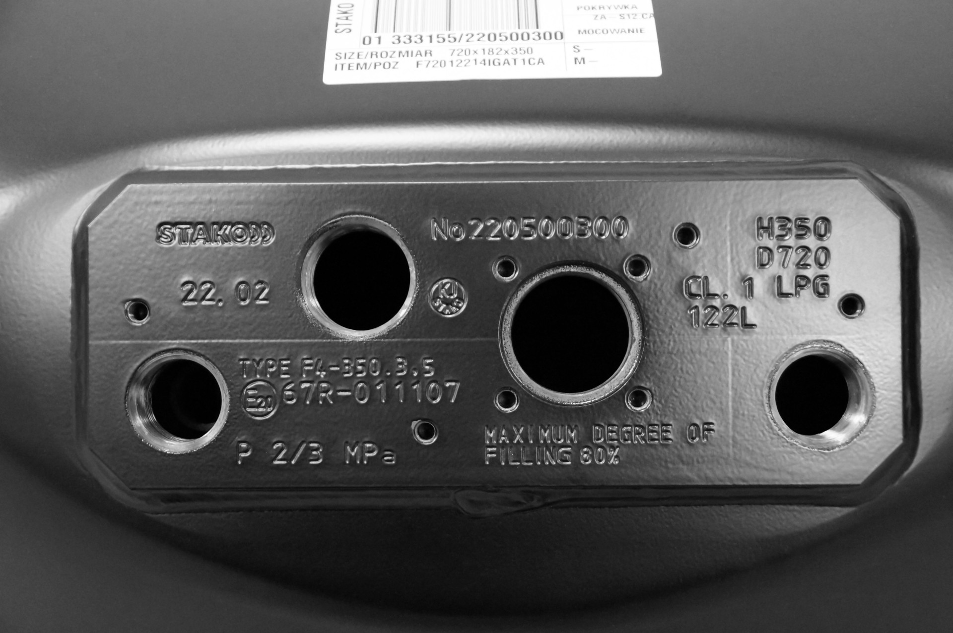 STAKO depósito toroidal de 4 agujeros 720x270 95L (F14L)