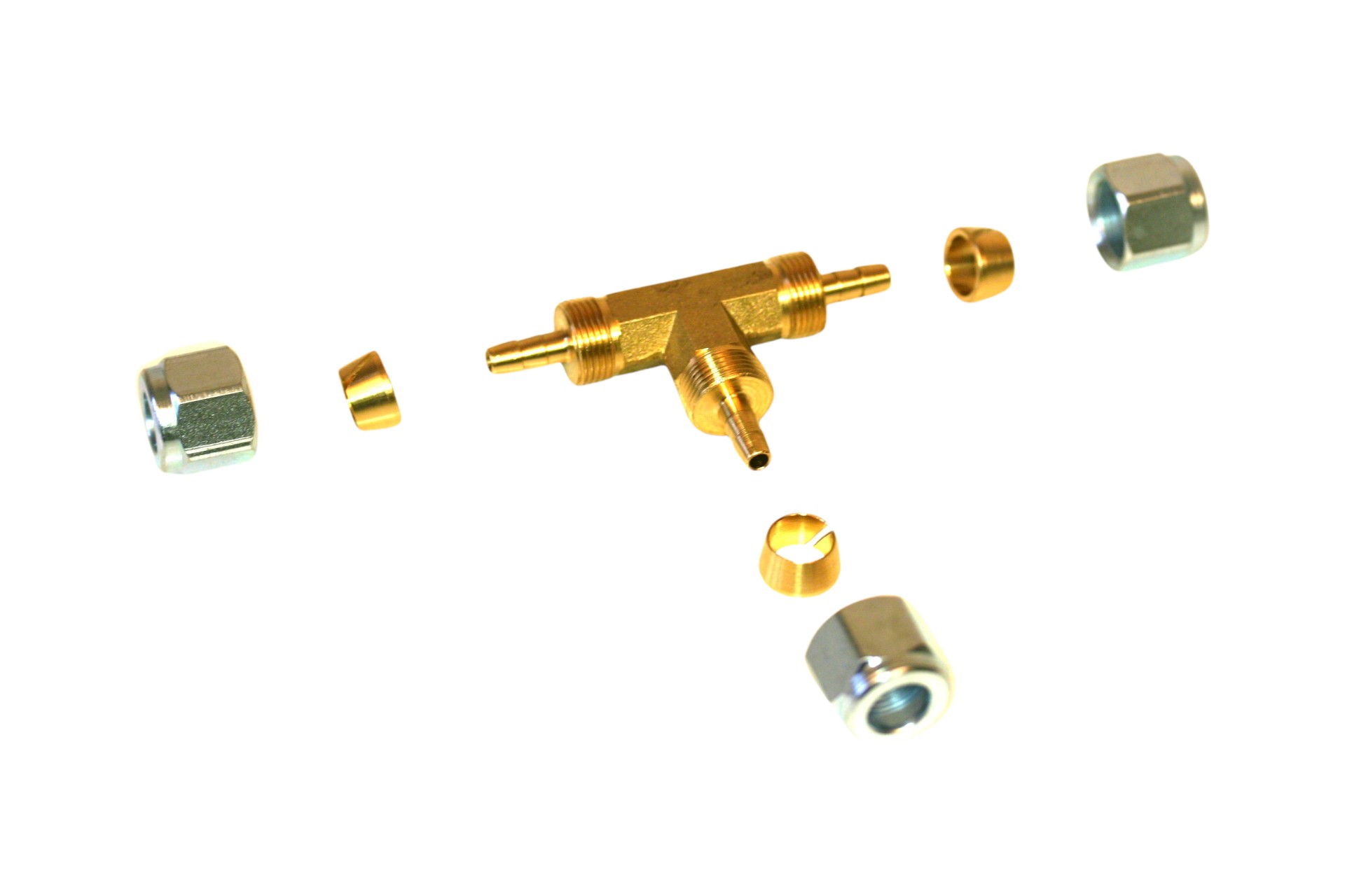 Racor roscado en T para manguera termoplástica