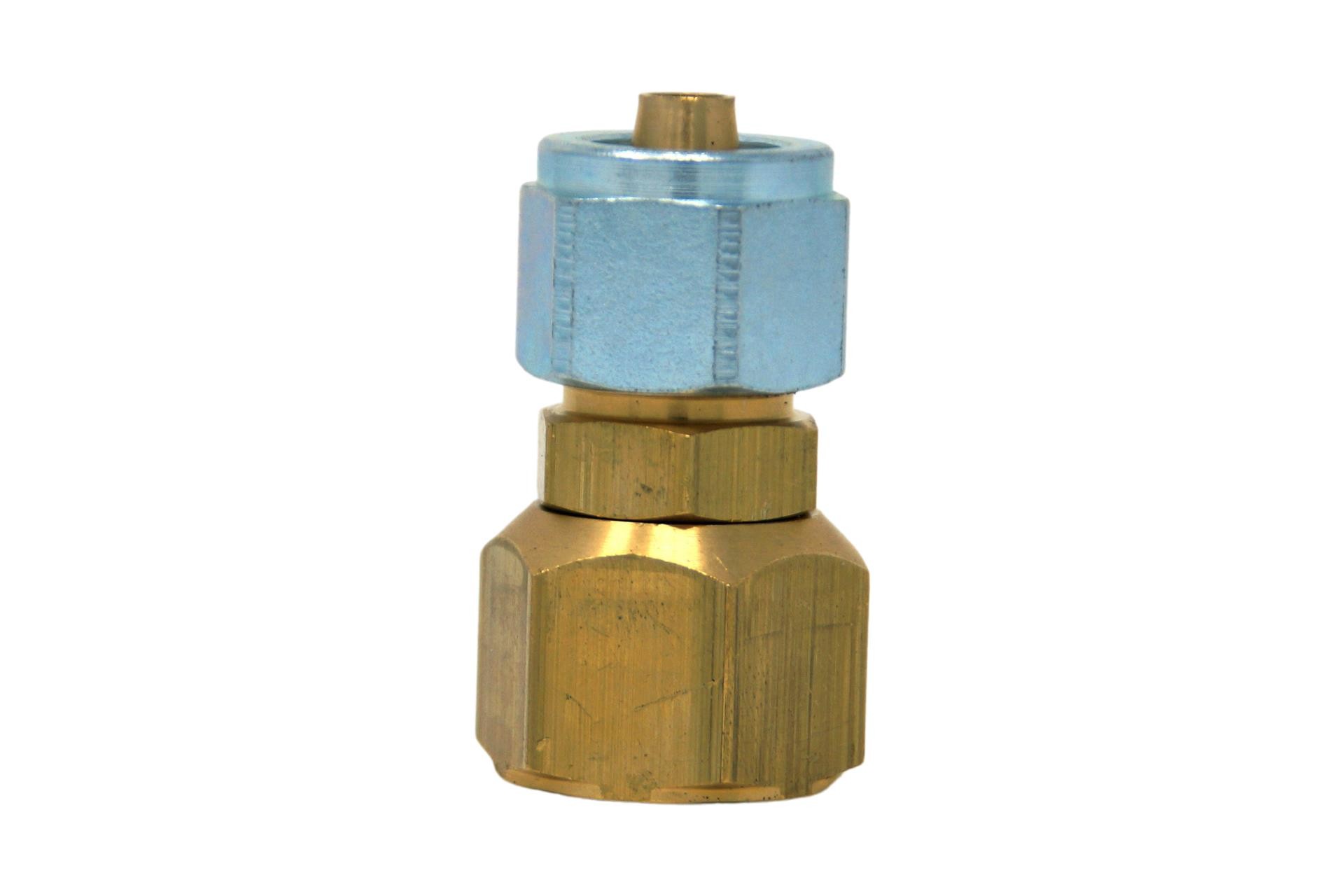 3/4 - 16 UNF connector -> 8mm thermoplastic pipe (swivel nut)