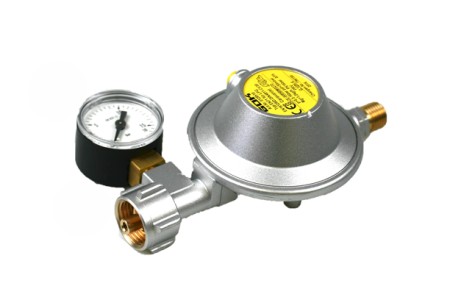 GOK Gasdruckregler 30mbar – 1,2 kg/h G.12 -> G 1/4“ LH mit Manometer