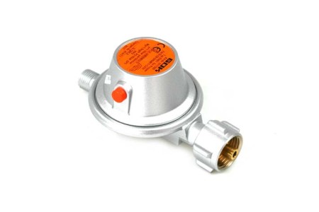 GOK regulador de presión baja 50 mbar 1,5 kg/h - para botellas pequeñas incl. válvula de seguridad