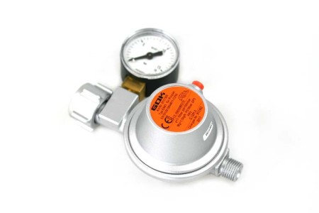 GOK regulador de presión baja 50 mbar 1,5 kg/h - para botellas pequeñas incl. manómetro