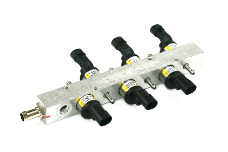 MTM injection rail 6 cylinders (Mercedes V6) with pressure sensor inlet (for IN03 or IN09R injectors)