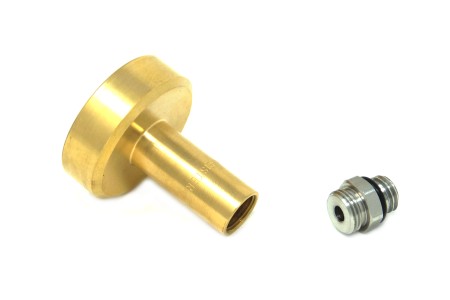 DREHMEISTER adaptador de boquilla de suministro DISH M14 latón con conexión de acero, L=67 mm