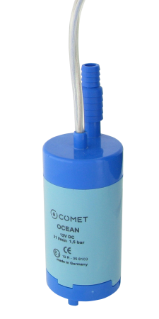 COMET Bomba sumergible OCEAN SOFTSTART 12 V, cable de 1,0 m, Ø 48 mm, con boquilla de purga de 10 mm / 1/2