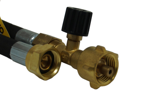 Gas hose high pressure G.12 W21.8 x 1/14 L.H. (KLF) x M20x1.5 - 450 mm incl. hose rupture safety device