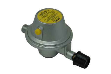 GOK low-pressure regulator, type EN61 – gas cartridge x G 1/4 LH-KN, PRV 30 mbar, 0.5 kg/h