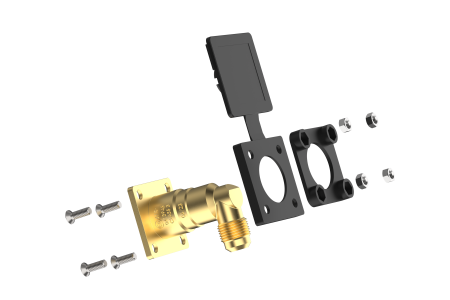 CAMPKO LPG filling valve W21.8 x 1/14 on LPG filling hose - angled