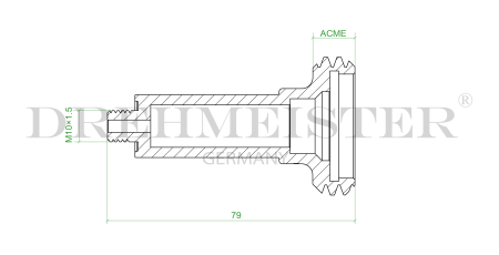 DREHMEISTER adattatore serbatoio ACME 10 mm lungo, ottone