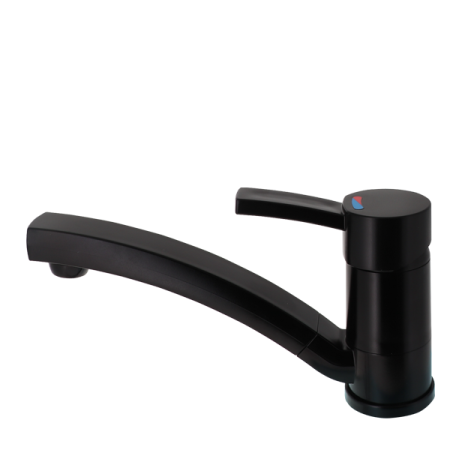 COMET CAPRI KOMPAKT mezclador monomando con microinterruptor en negro mate, caño 17 cm, 350 mm Ø 8/10 mm tubo flexible de nylon, fijación 1