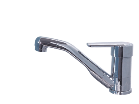 COMET PARMA miscelatore monocomando con microinterruttore cromato, bocca 17 cm, tubo flessibile in nylon 350 mm Ø 10 mm, fissaggio 1.