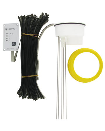 COMET Frischwasser-Tankanzeige FTA 5, 12V, Wasserstandssensor 370 mm (Stablänge an Tankhöhe anpassbar), 12 m Flachbandkabel, Schraubring,