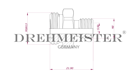 DREHMEISTER adaptateur DISH 10mm court en laiton avec connecteur en acier (L=67mm)