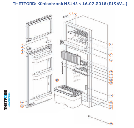 Thetford Gitterrost für Gefrierfach Kühlschränke N3145 und N3150 69083608