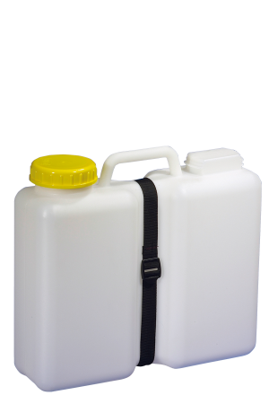 COMET Aqua-Case Weithalskanister DIN 96 13 Liter, Verschlussdepot mit Schraubverschluss und Zurrgurt 1 m