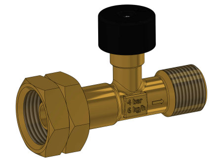 Soupape de décharge externe, protection contre la rupture du tuyau GPL (propane/butane) G.1 W20 x 1/14 L.H. (Ital. A) x 3/8 L.H.