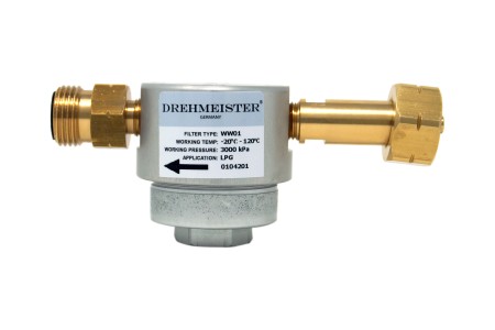 DREHMEISTER SMART LPG cylinder filter W21,8 x 1/14 LH - long version