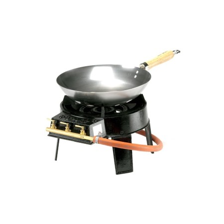 Wok Acier Carbone 38 Cm Avec Anneau De Pose - Compatible Gaz Et Induction - Pour Cuisine Asiatique, Sauté