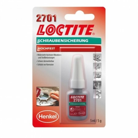LOCTITE® 2701 5ml, green - low viscosity, methacrylate-based threadlocking adhesive with high strength