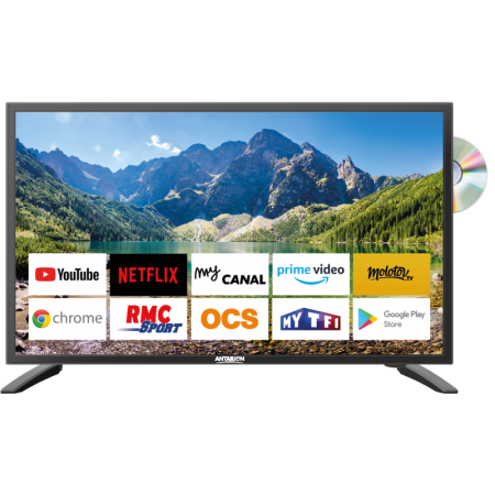 Antarion Smart TV Télévision 22 pouces DVBT-2 +DVD 12 / 24 / 220 V