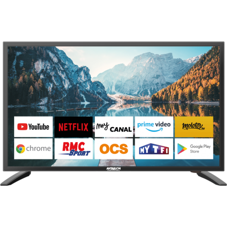 Antarion Smart TV Televisore 27 pollici DVBT-2 12 / 24 / 220 V